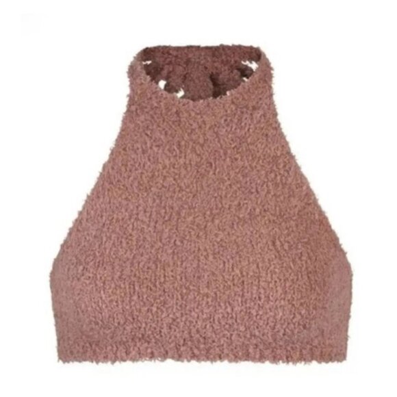 SKIMS Cozy Knit Halter Tank Womens L XL Rose Clay Tie Back - Picture 10 of 10